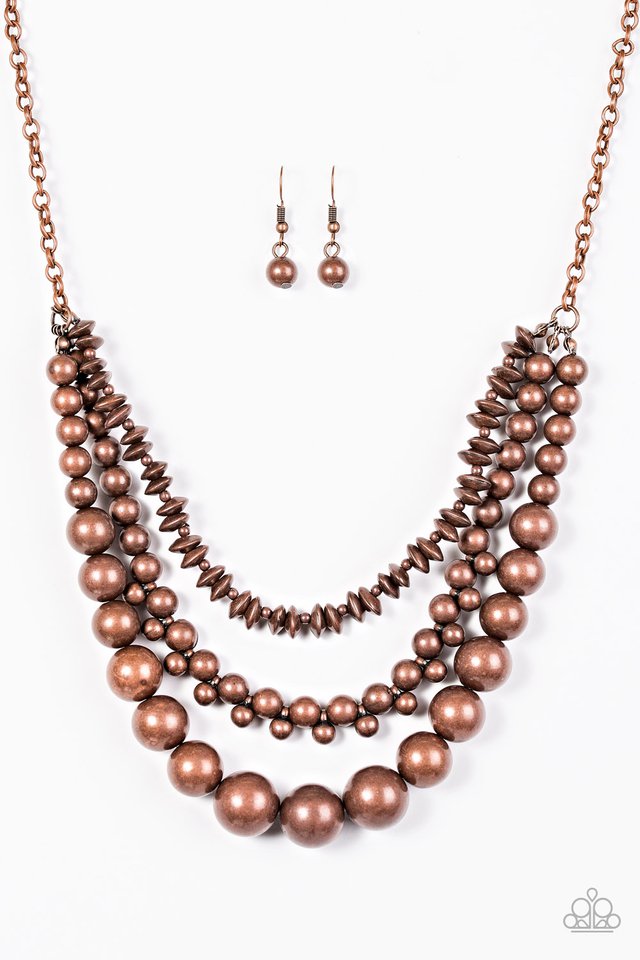 Paparazzi Necklace/Earring Set "Beaded Beauty - Copper"