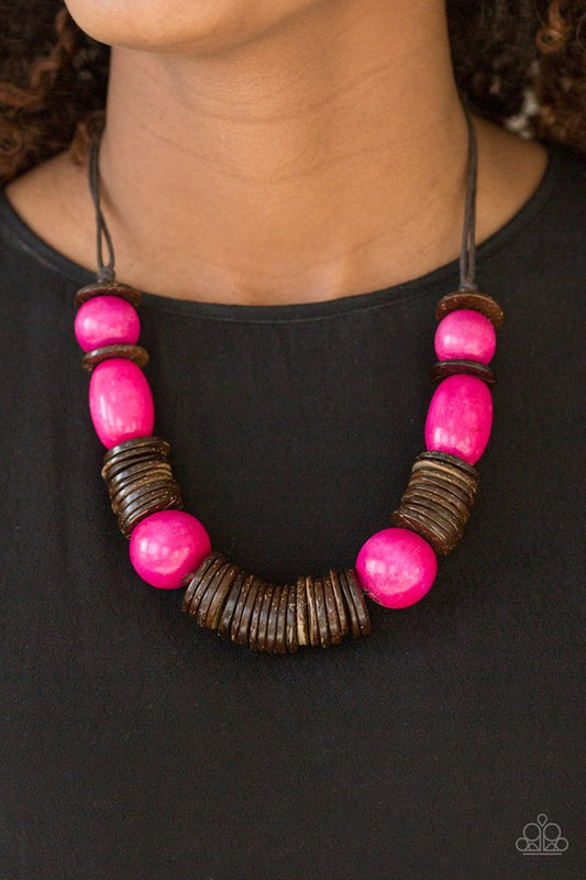 You Better BELIZE It! - Pink wood necklace
