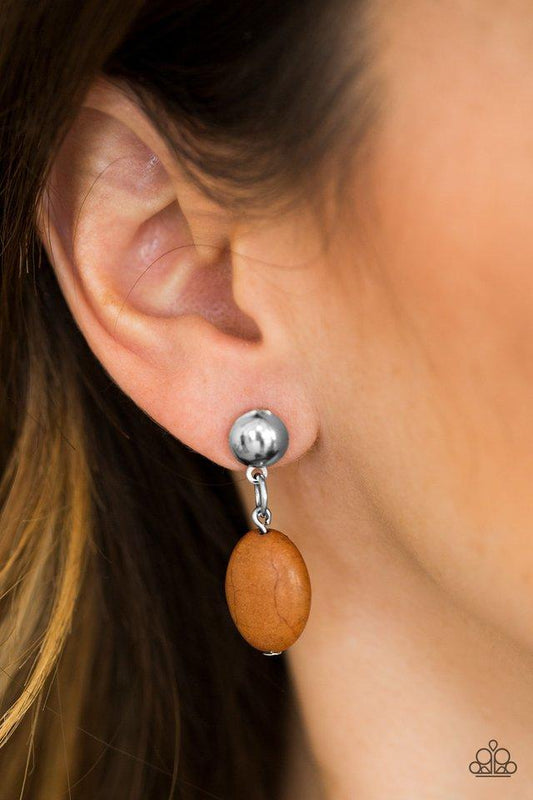 Stone Cliffs - Brown Post Earrings