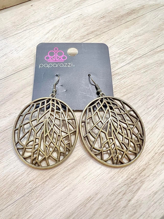 Fractured Foliage - Brass earrings