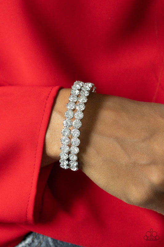Megawatt Majesty - White gem cuff bracelet
