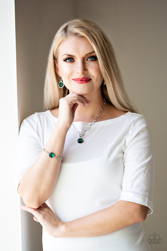 She Sparkles On - Green necklace w/ matching bracelet