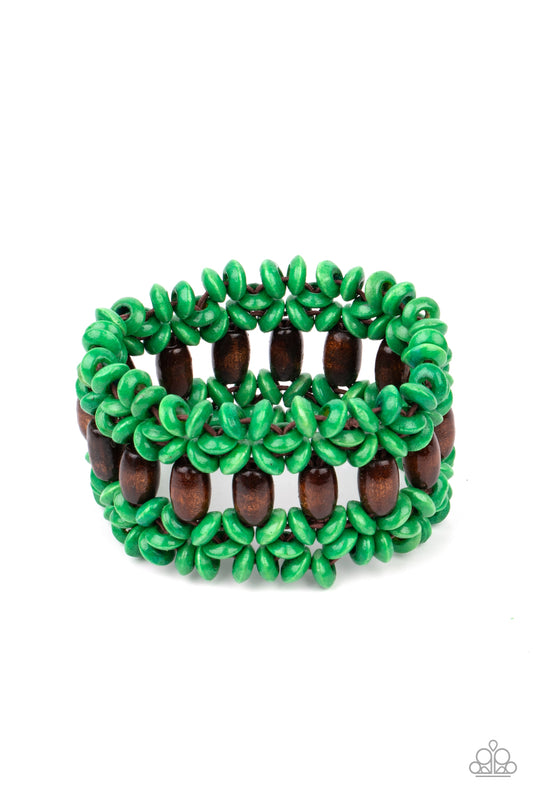 Bali Beach Retreat - Green wood bracelet