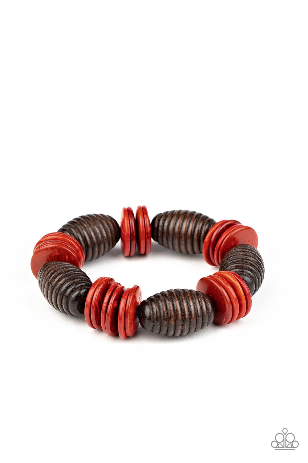 Caribbean Castaway - Red/Brown wood bracelet