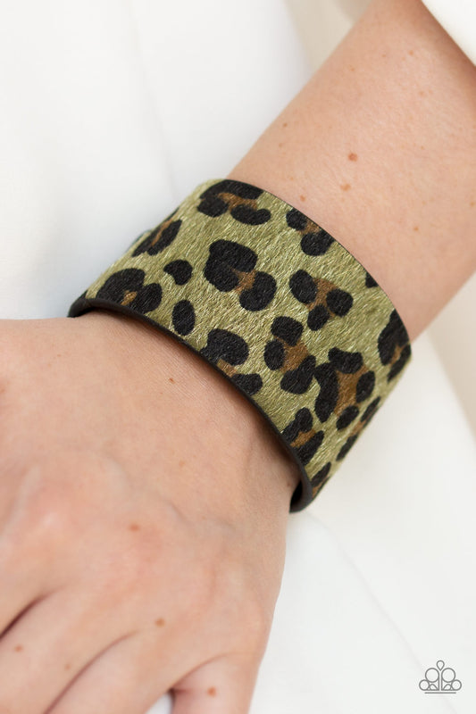 Cheetah Cabana - Green wrap bracelet
