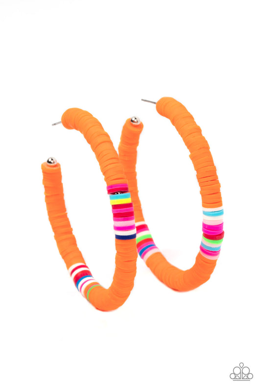 Colorfully Contagious - Orange/Multi hoop earrings