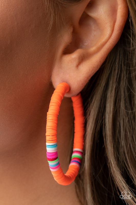 Colorfully Contagious - Orange/Multi hoop earrings