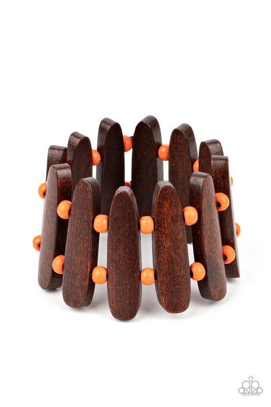 Coronado Cabana - Orange/Brown wood bracelet