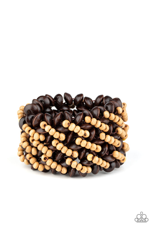Cozy in Cozumel - Brown wood bracelet