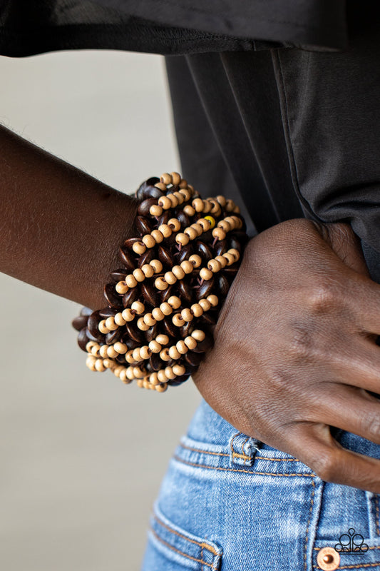 Cozy in Cozumel - Brown wood bracelet