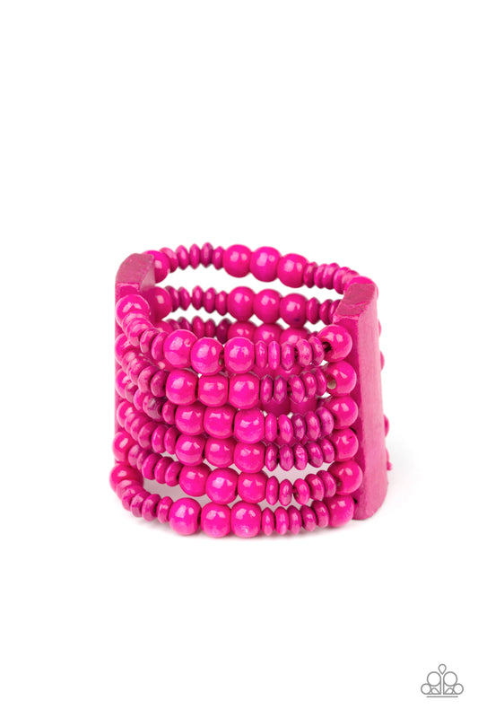 Dont Stop BELIZE-ing - Pink wood bracelet