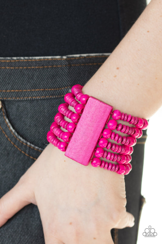 Dont Stop BELIZE-ing - Pink wood bracelet