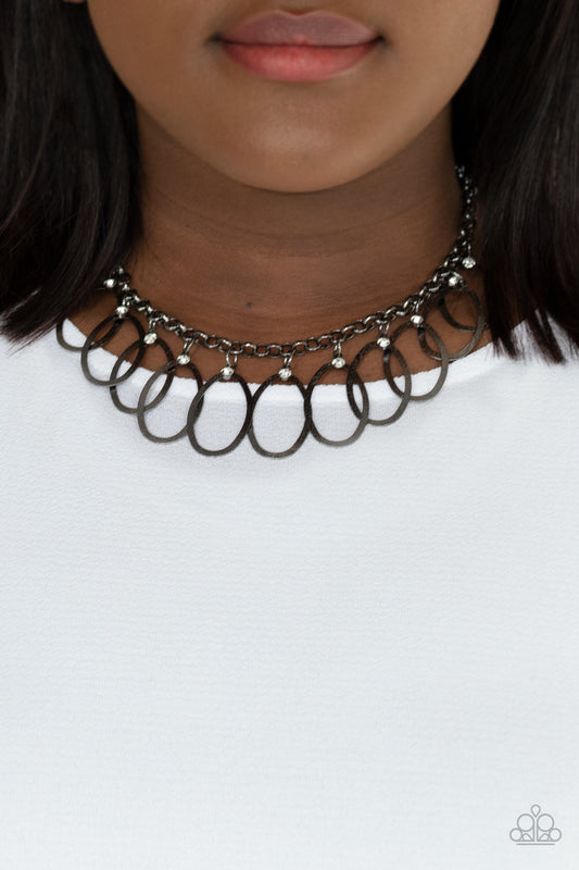 Double OVAL-time - Black/GM necklace