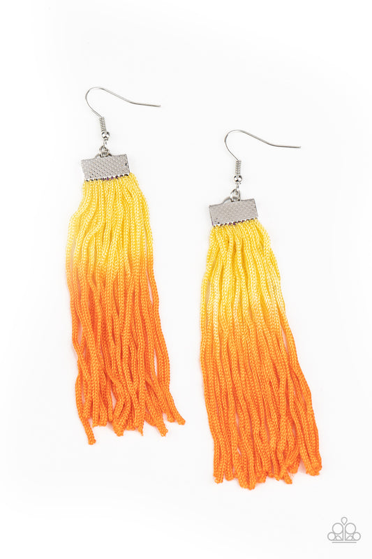 Dual Immersion - Yellow/Orange multi fringe earrings