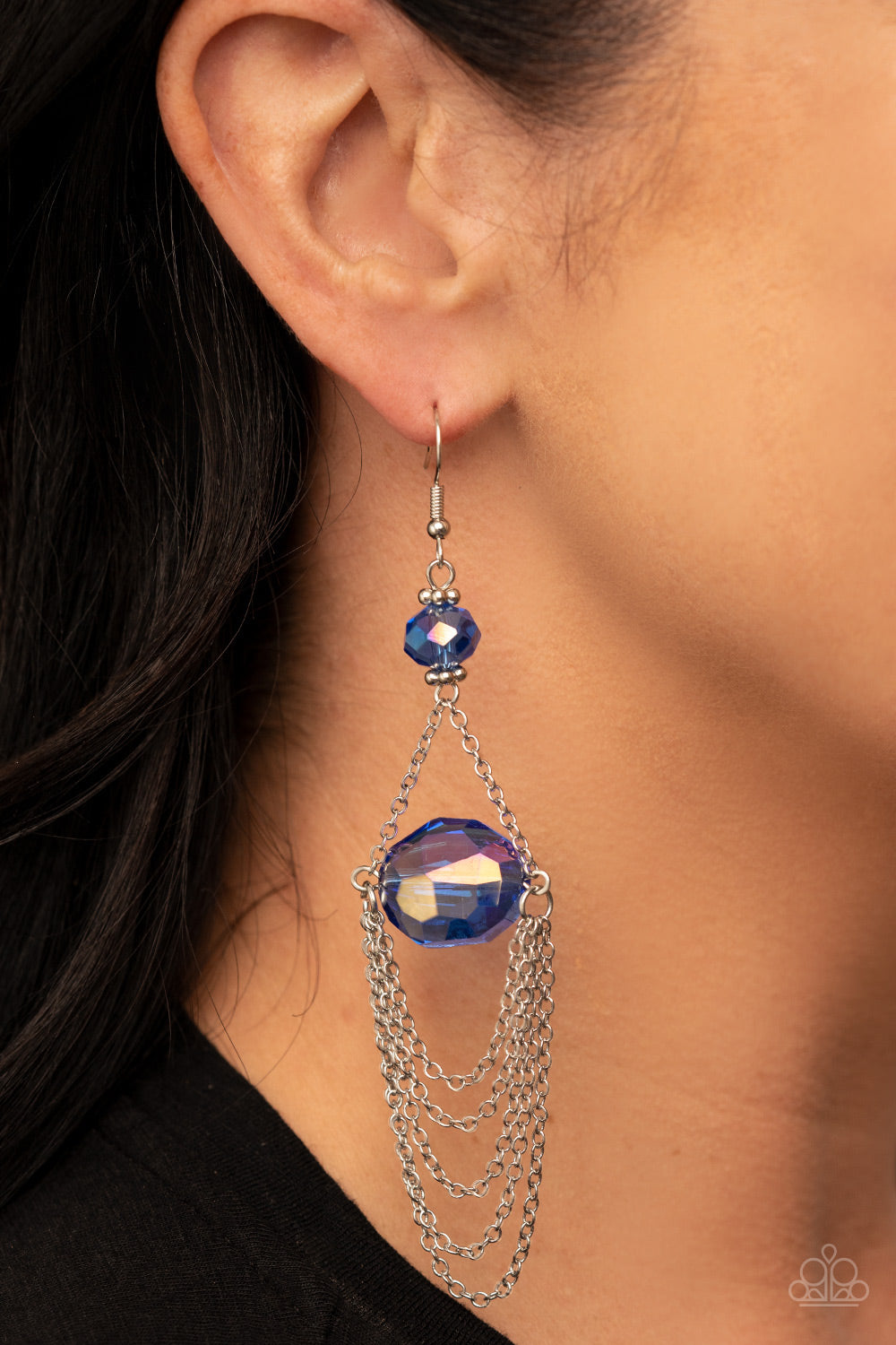 Ethereally Extravagant - Blue iridescent earrings