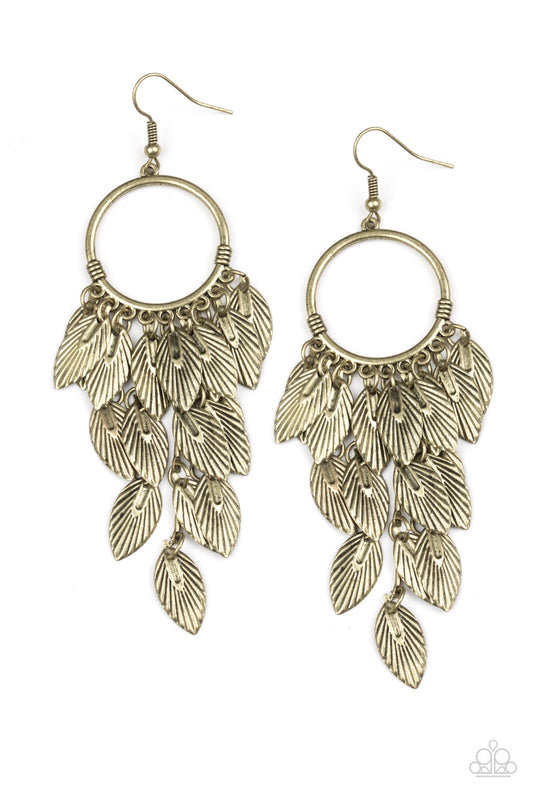 Feather Frenzy - Brass earrings