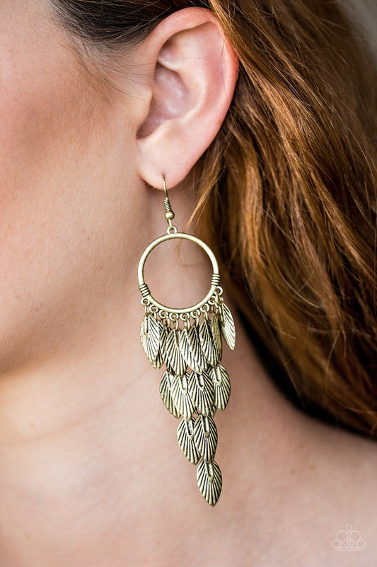 Feather Frenzy - Brass earrings