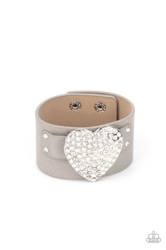 Flauntable Flirt - Silver heart wrap bracelet