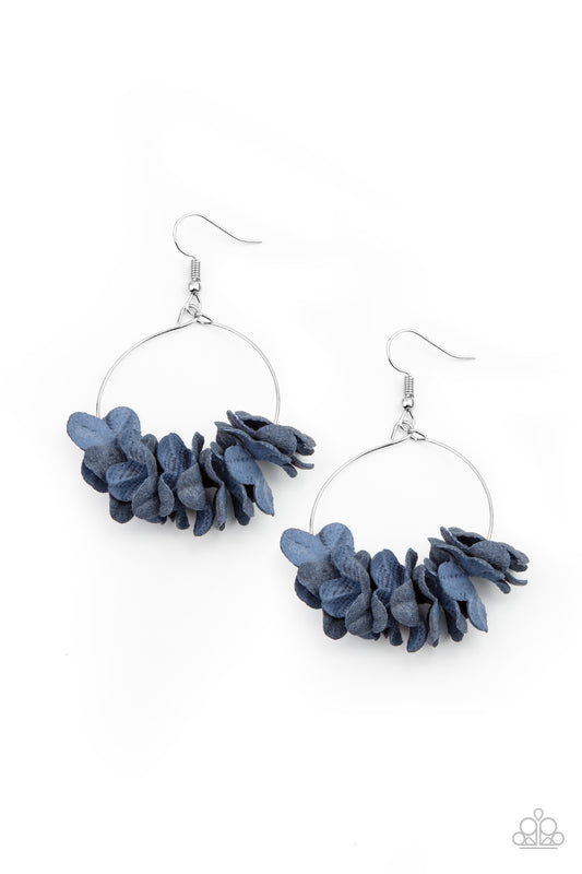 Flirty Florets - Blue hoop earrings