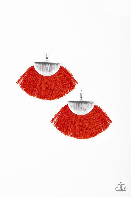 Fox Trap - Red fringe earrings