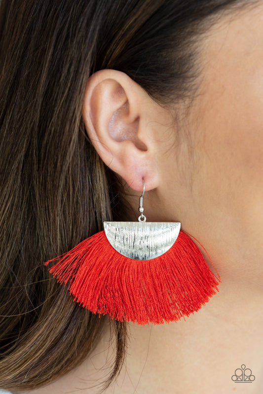 Fox Trap - Red fringe earrings