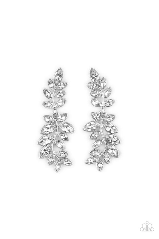 Frond Fairytale - White gem post earrings