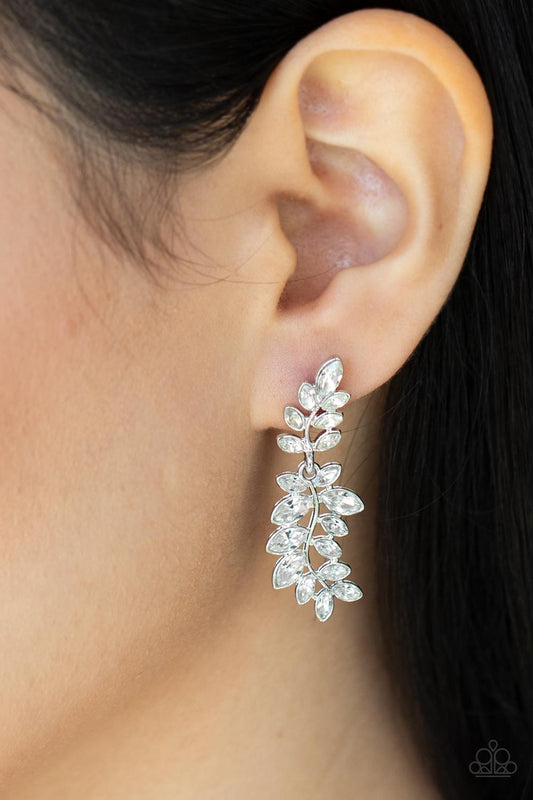 Frond Fairytale - White gem post earrings