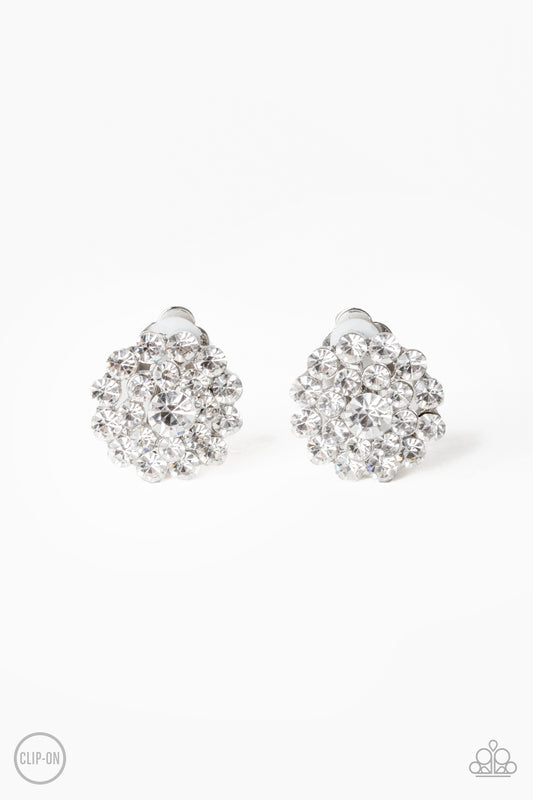 Glammed Out - White Gem clip-on earrings