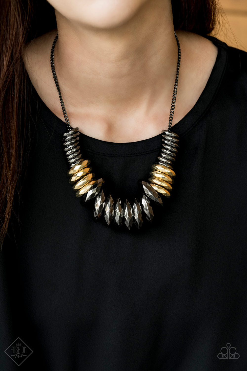 Haute Hardware - Gunmetal/Gold Multi necklace
