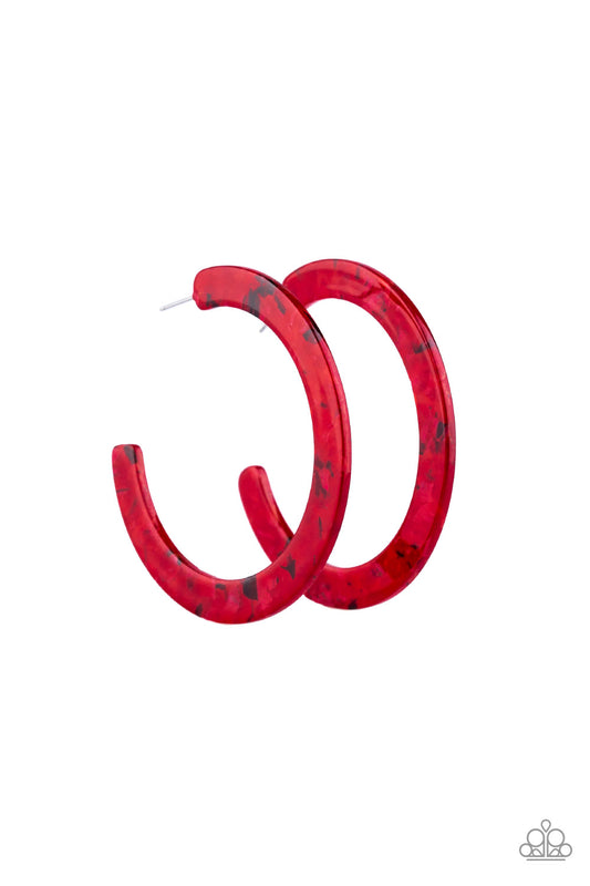 HAUTE Tamale - Red acrylic hoop earrings
