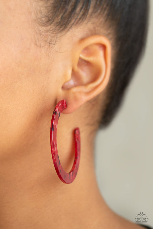HAUTE Tamale - Red acrylic hoop earrings