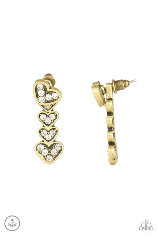 Heartthrob Twinkle - Brass double-sided post earrings