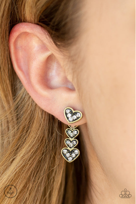 Heartthrob Twinkle - Brass double-sided post earrings