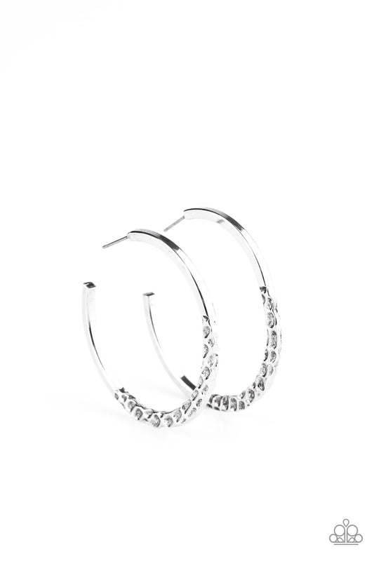 Imprinted Intensity - Silver hoop earrings