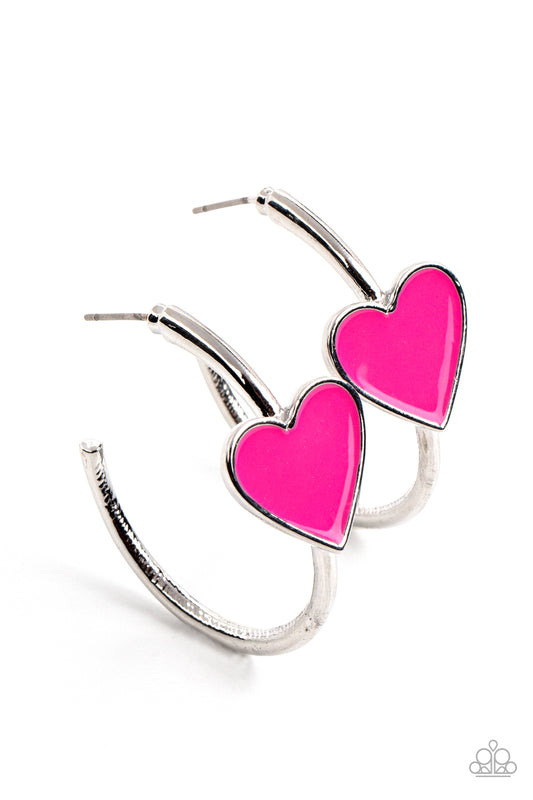 Kiss Up - Pink hoop earrings