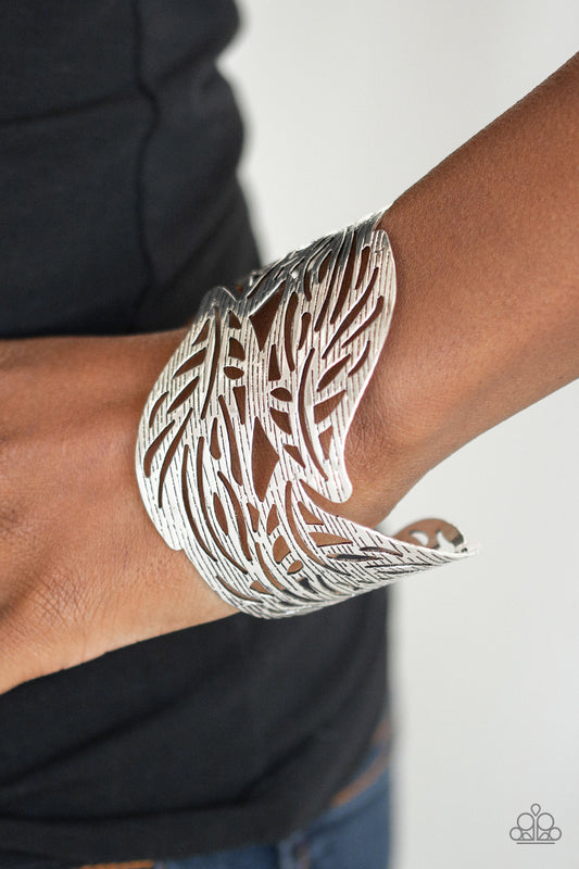 Leafy Lei - Silver cuff bracelet