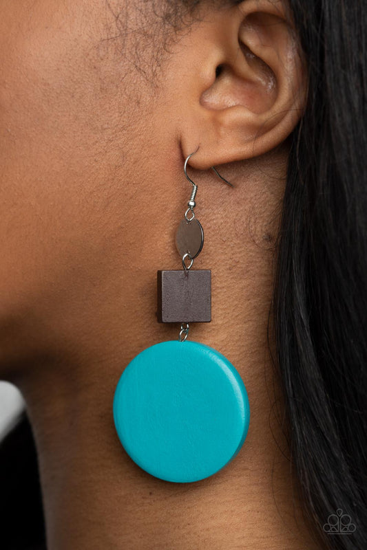 Modern Materials - Blue wood earrings