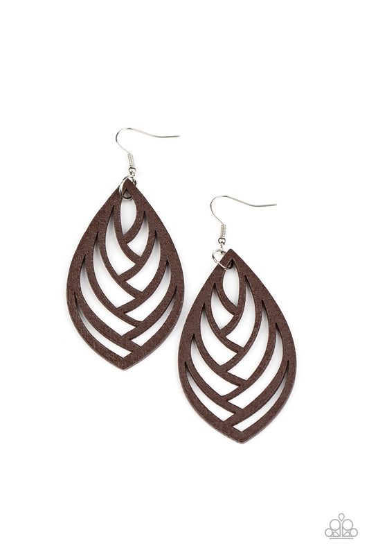 Out of the Woodwork - Brown wood earrings