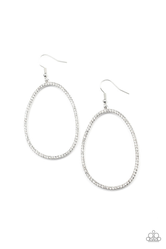 OVAL-ruled! - White rhinestones earrings