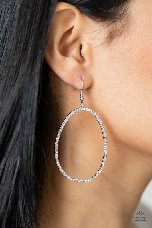 OVAL-ruled! - White rhinestones earrings