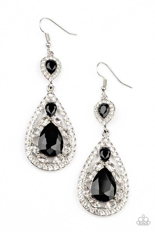 Posh Pageantry - Black earrings