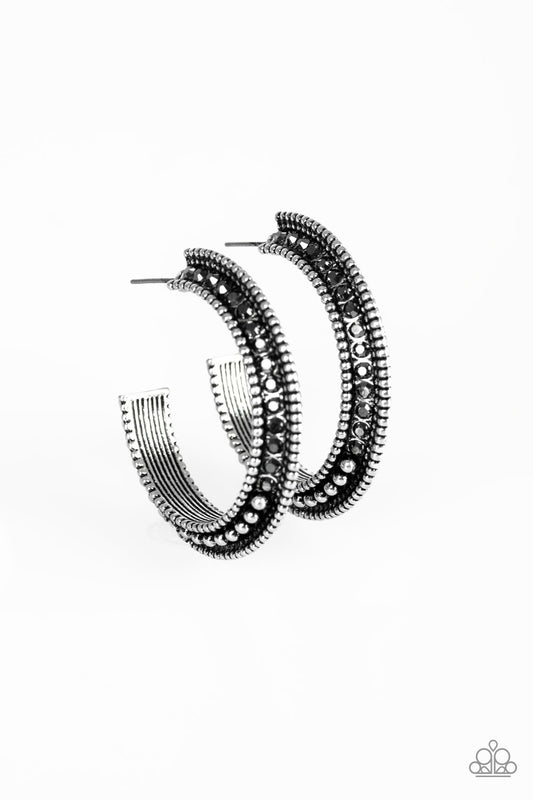 Retro Reverberation - Silver hoop earrings