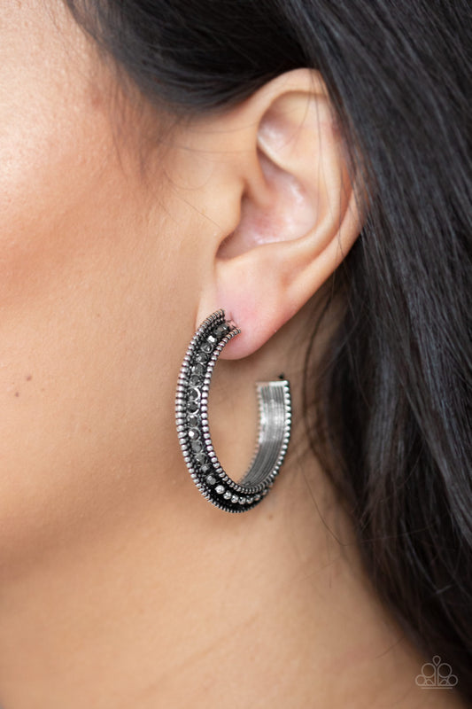 Retro Reverberation - Silver hoop earrings