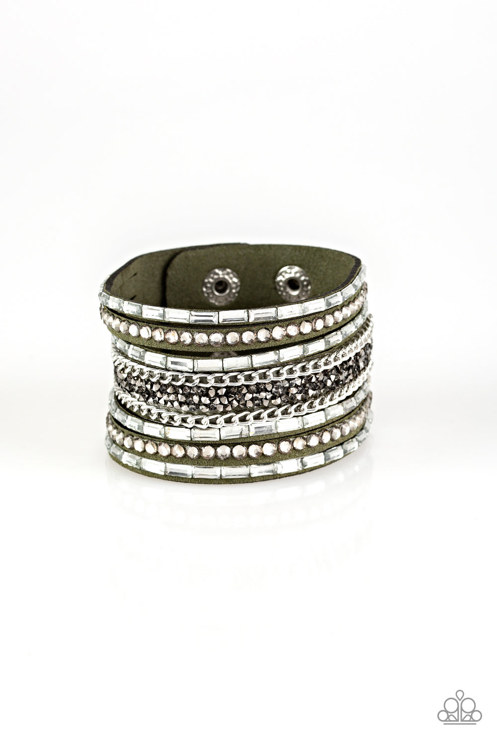 Rhinestone Rumble - Green wrap bracelet