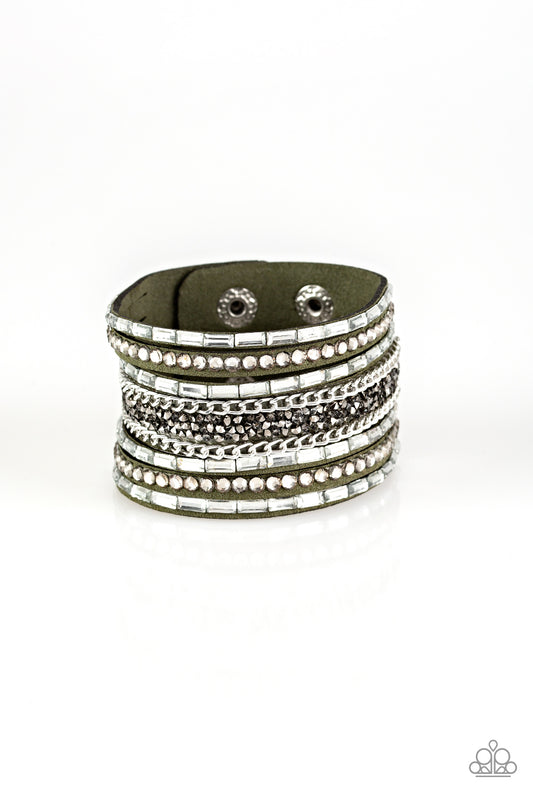 Rhinestone Rumble - Green wrap bracelet
