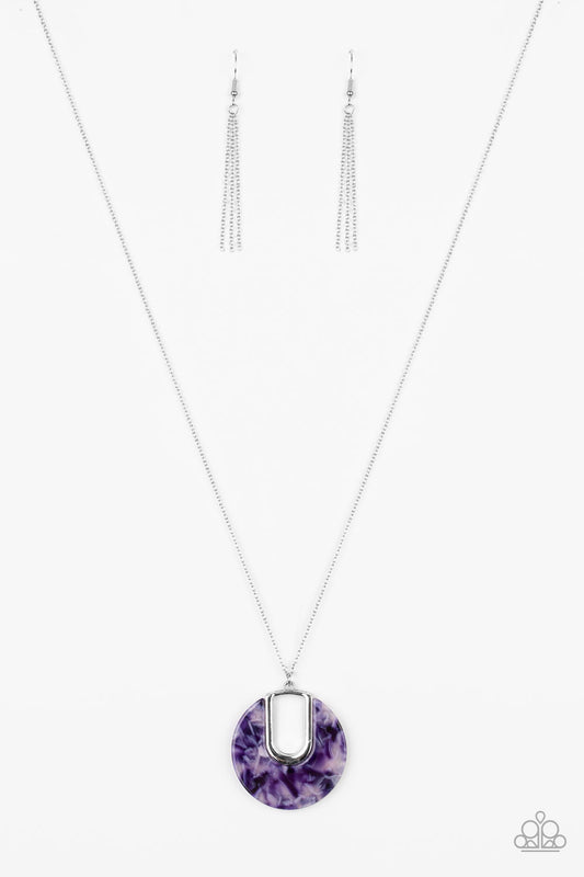 Setting The Fashion - Purple Marble Acrylic Necklace
