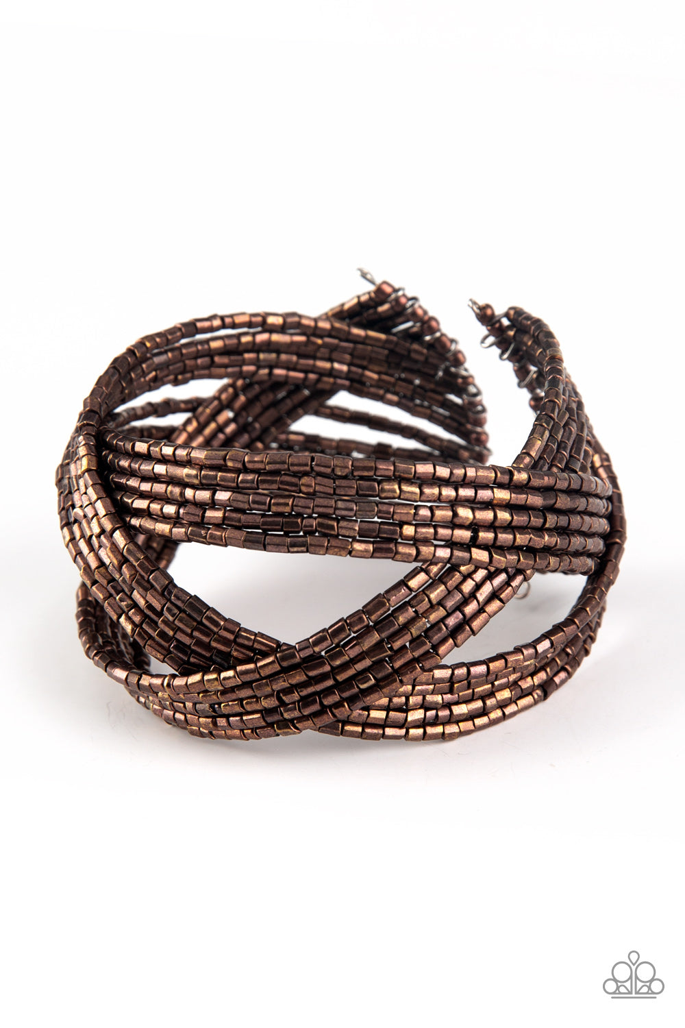 Shooting Stars - Copper seed bead cuff bracelet