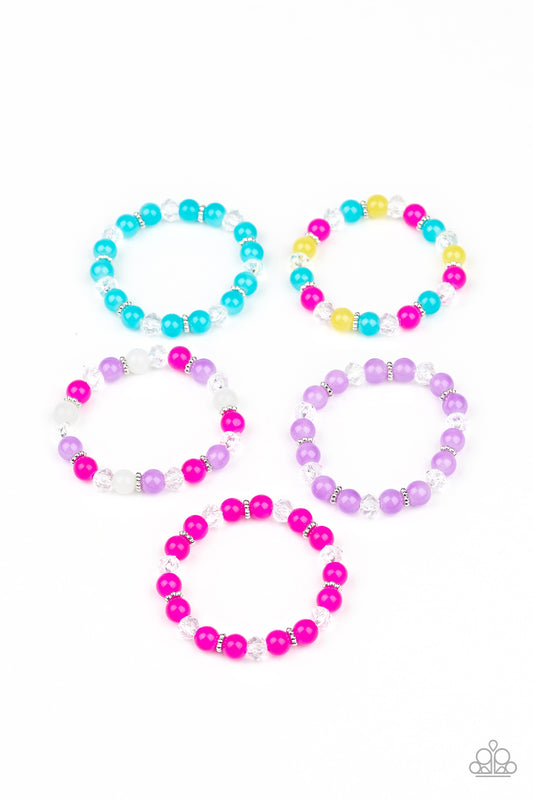 STARLET SHIMMER GLASSY, CRYSTAL-LIKE BEADED BRACELETS FOR LITTLE GIRLS (5-PACK) $500