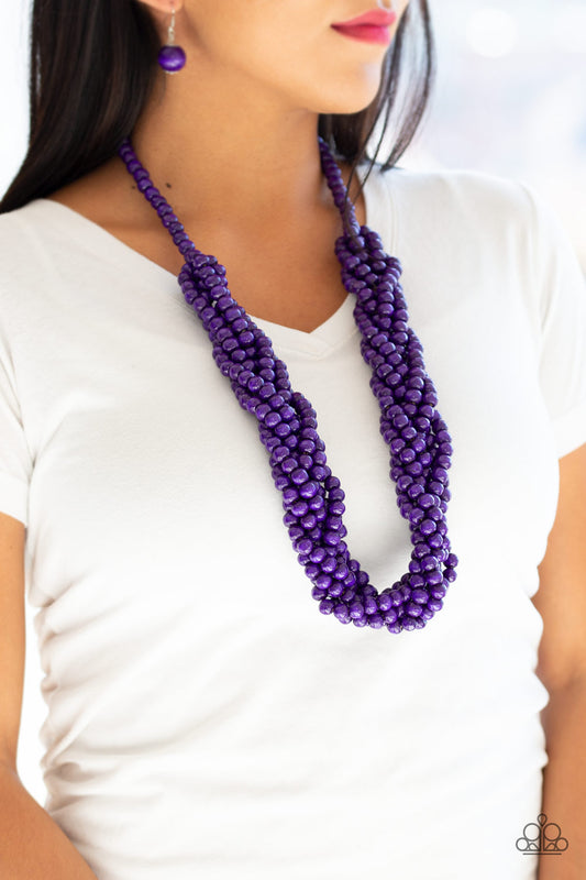 Tahiti Tropic - Purple wood necklace