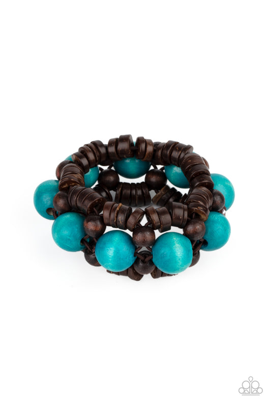 Tropical Temptations - Blue/Brown wood bracelet